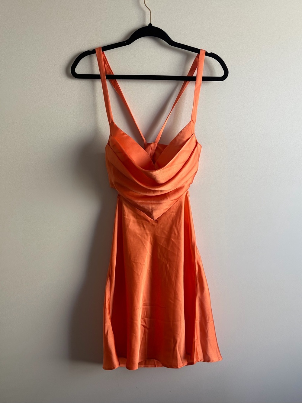 Alice Elle Coral Orange Satin Cowl Neck Open Back Mini Dress NWT Size AU 10 US 6